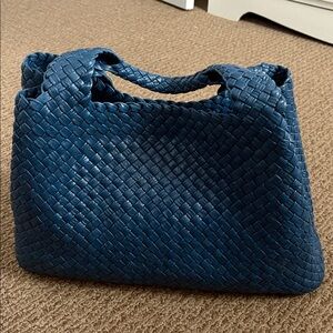 Chic Navy Woven Tote Bag